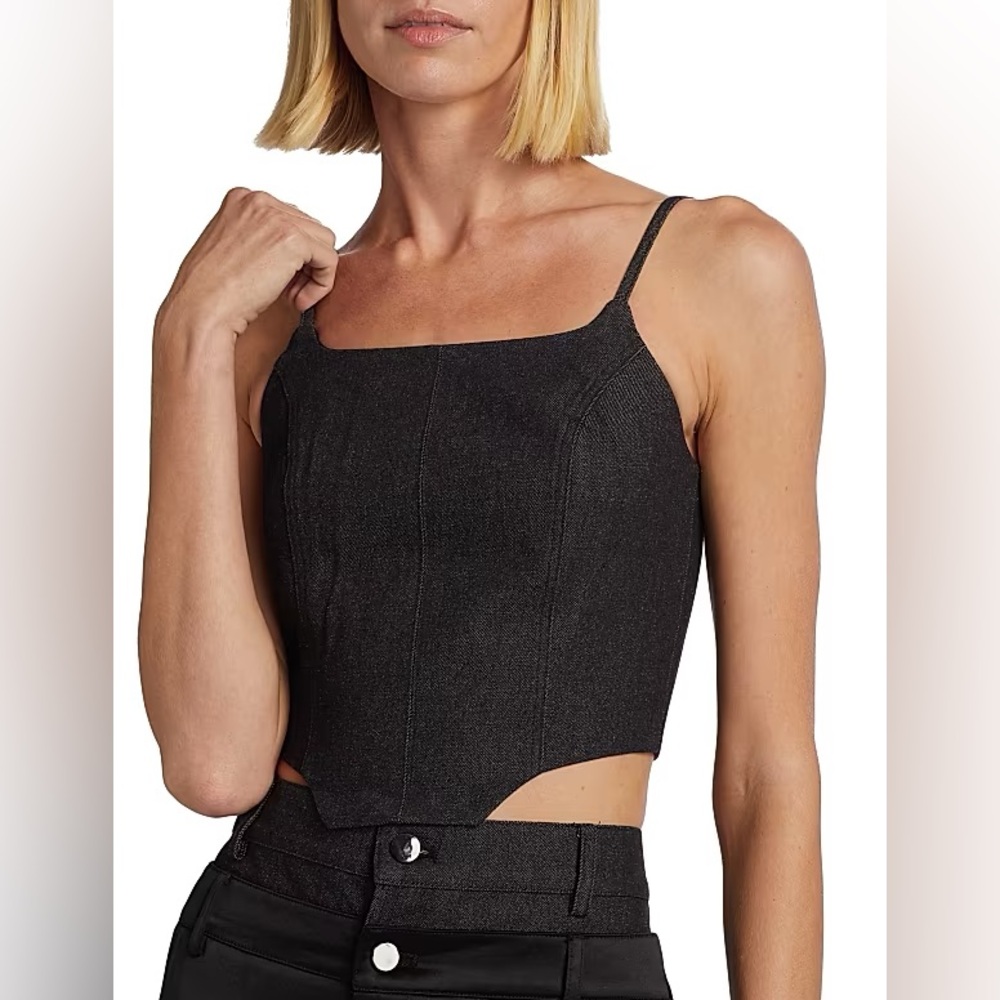 $161 NWT Nonchalant “Hunter” Crop Top in Black Denim Sz X-Small
